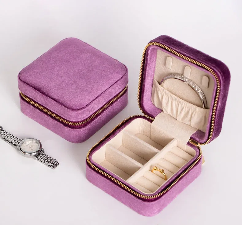 Portable Jewelry Box Display Travel Jewelry Case Boxes Storage Zipper Jewelers