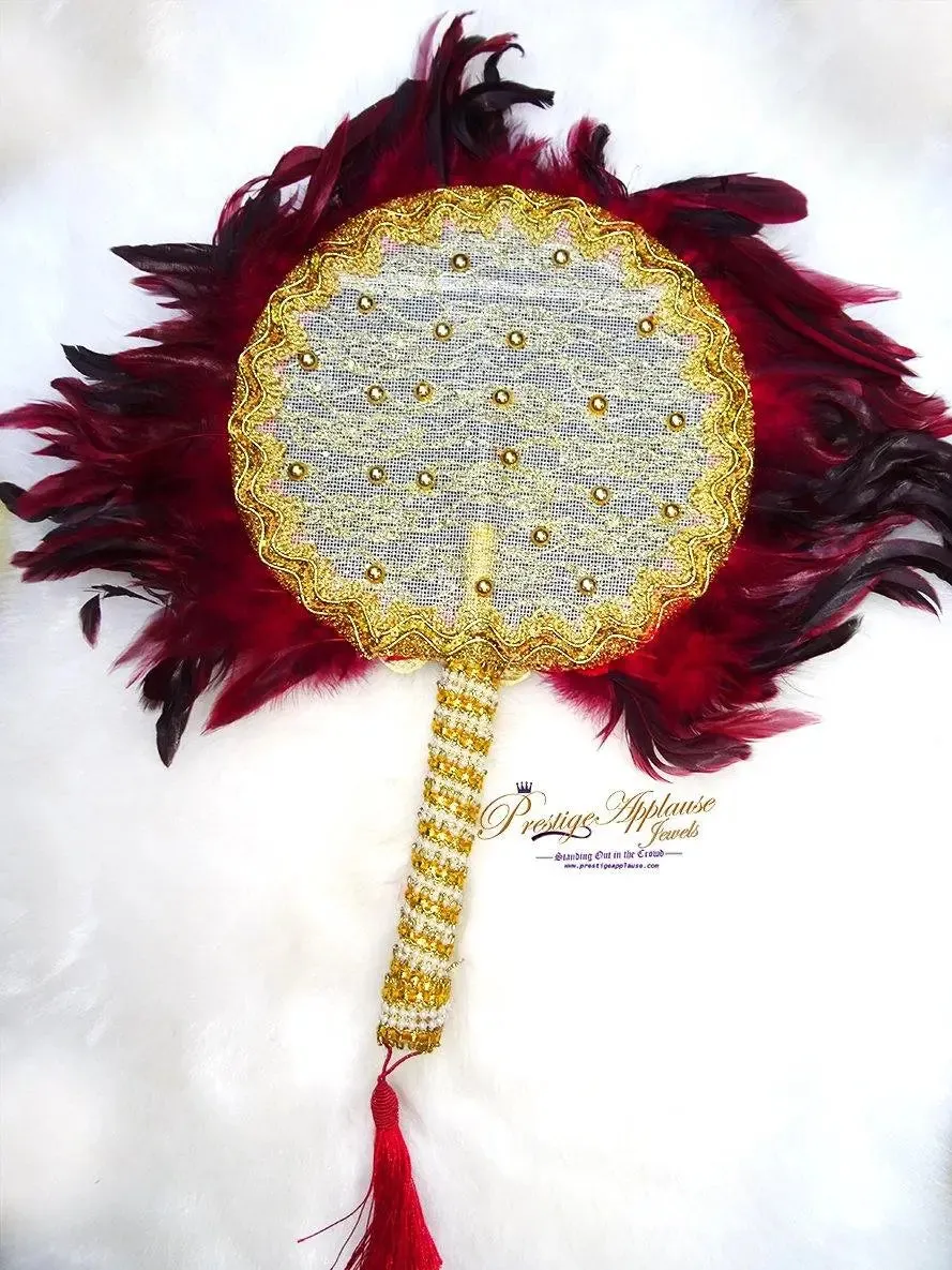 PrestigeApplause Beautiful Detailed Multi-Colour Oustrich Feather Hand fan Wand wedding African Nigerian Traditional engagement