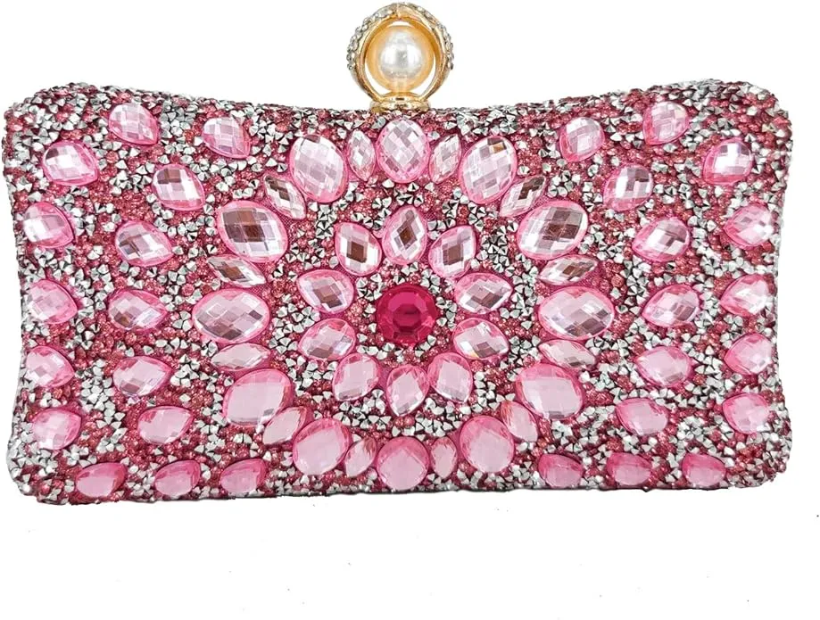 Pretty Pink Rhinestone Beaded Cocktail Purse