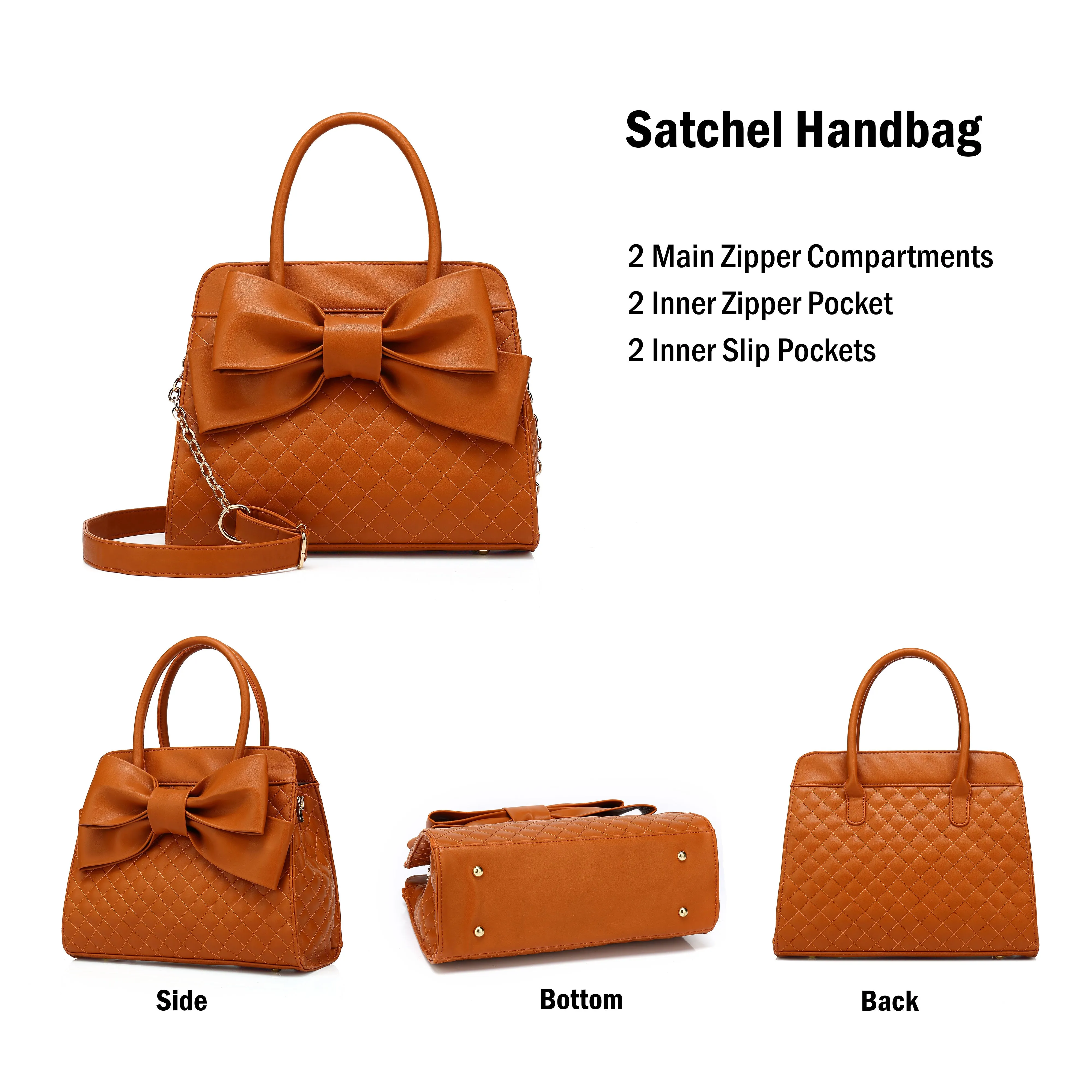 Quilted Bow Satchel H1048