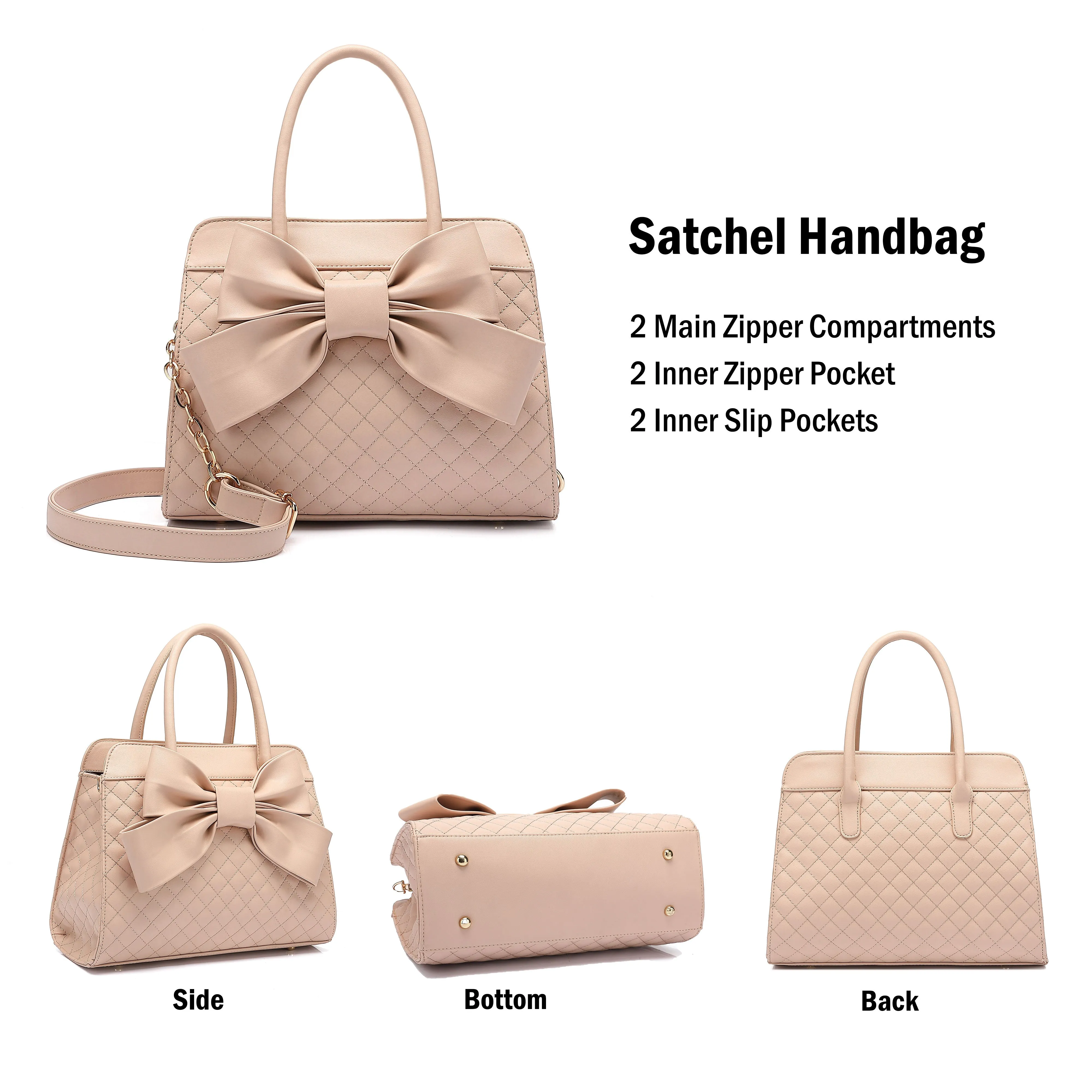 Quilted Bow Satchel H1048