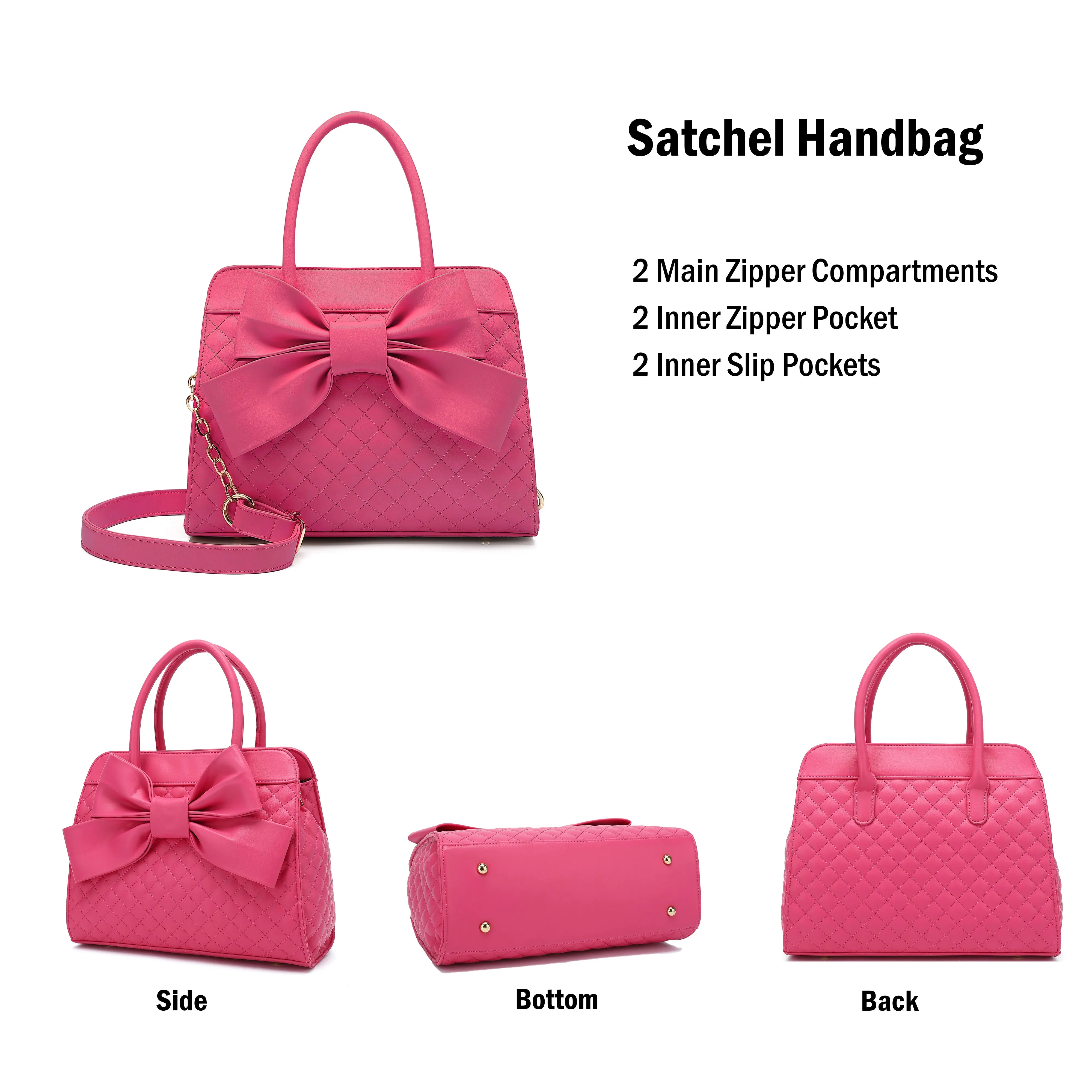 Quilted Bow Satchel H1048