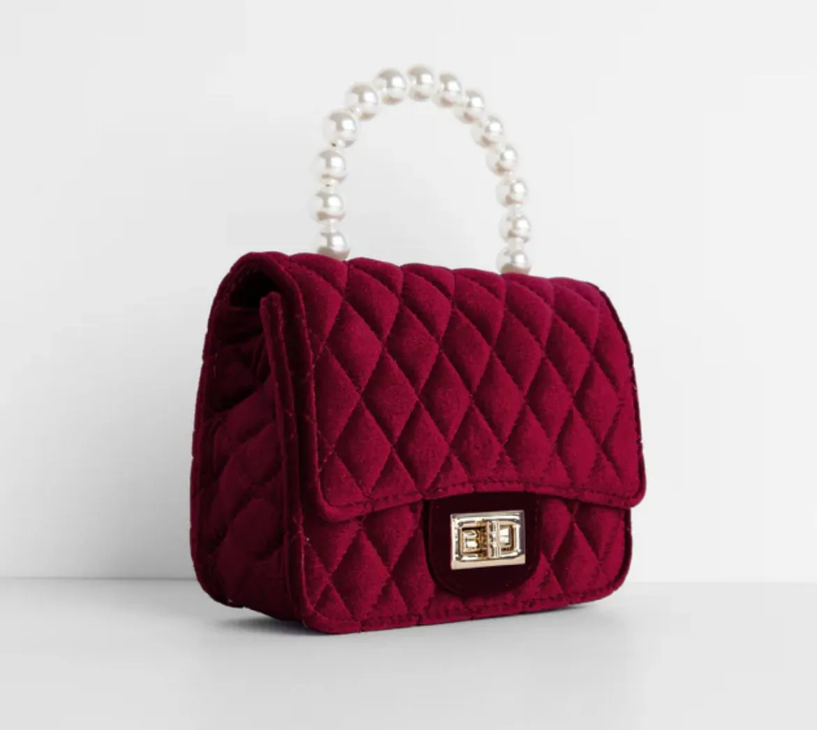 Quilted Velvet Burgundy Purse