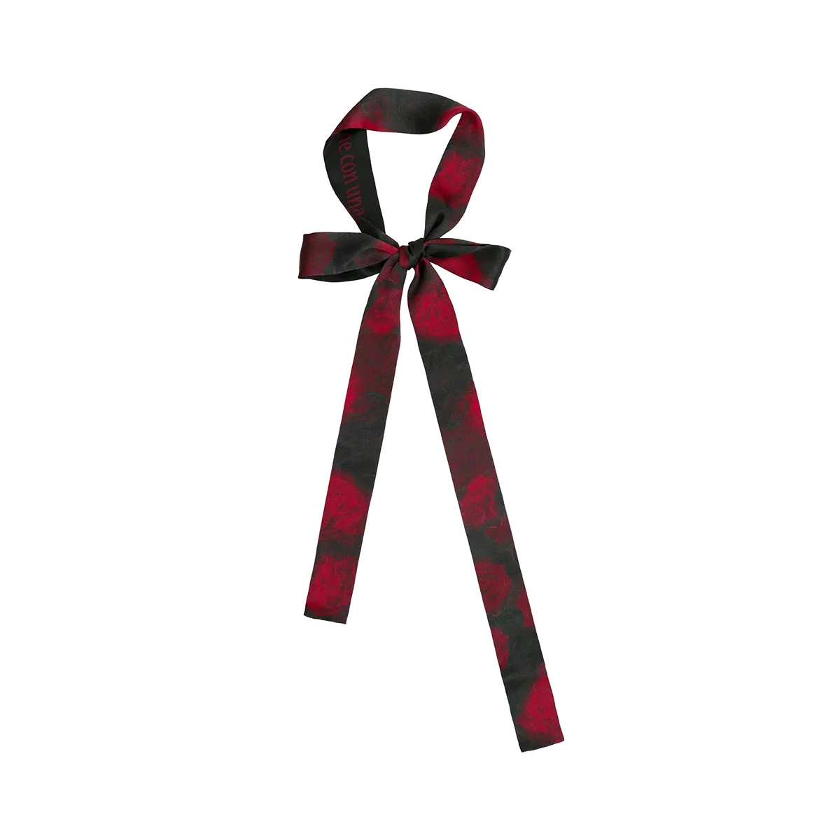 "La Rosa" Silk Skinny Scarf - Black & Red