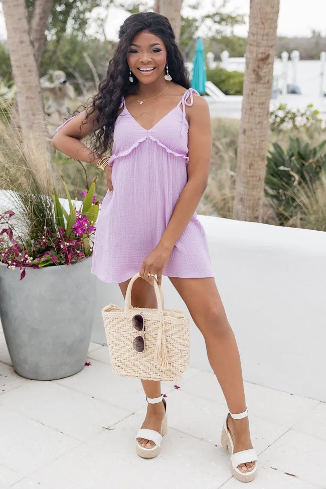 Radiant Rays Lilac Tie Shoulder Romper