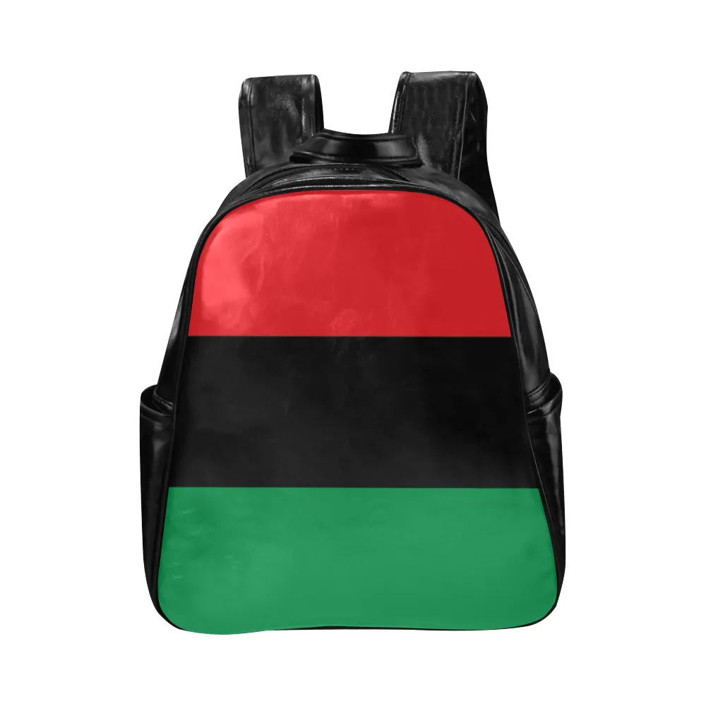 RBG Pan-African Flag Multi-pocket Leather Bookbag