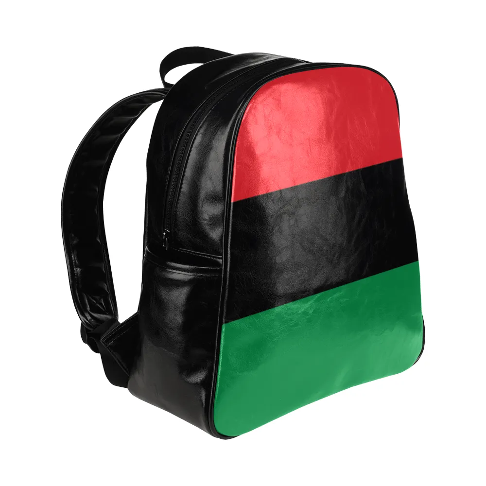 RBG Pan-African Flag Multi-pocket Leather Bookbag