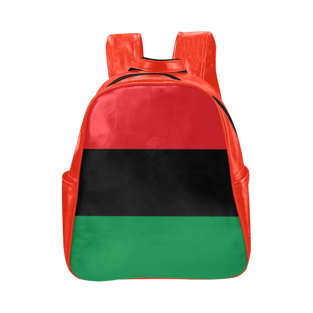 RBG Pan-African Flag Multi-pocket Leather Bookbag