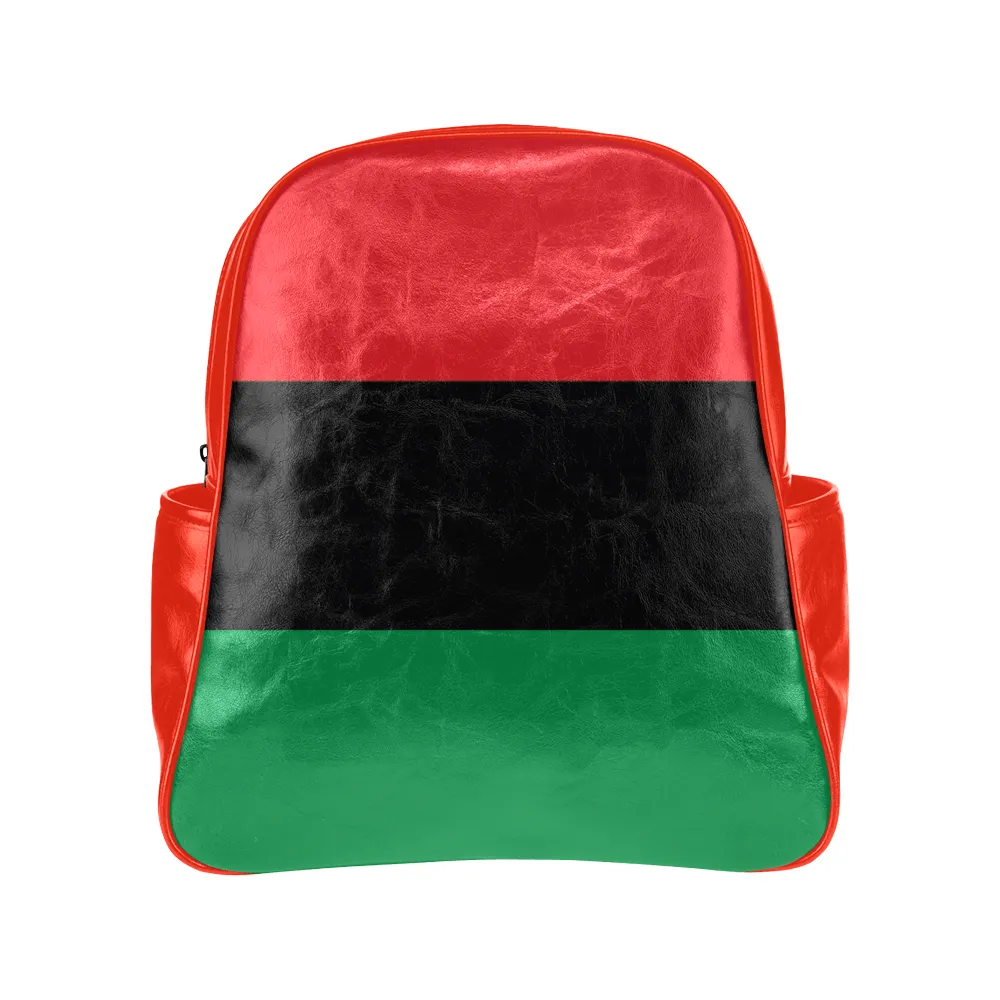 RBG Pan-African Flag Multi-pocket Leather Bookbag