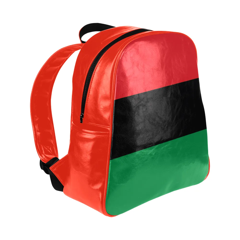 RBG Pan-African Flag Multi-pocket Leather Bookbag