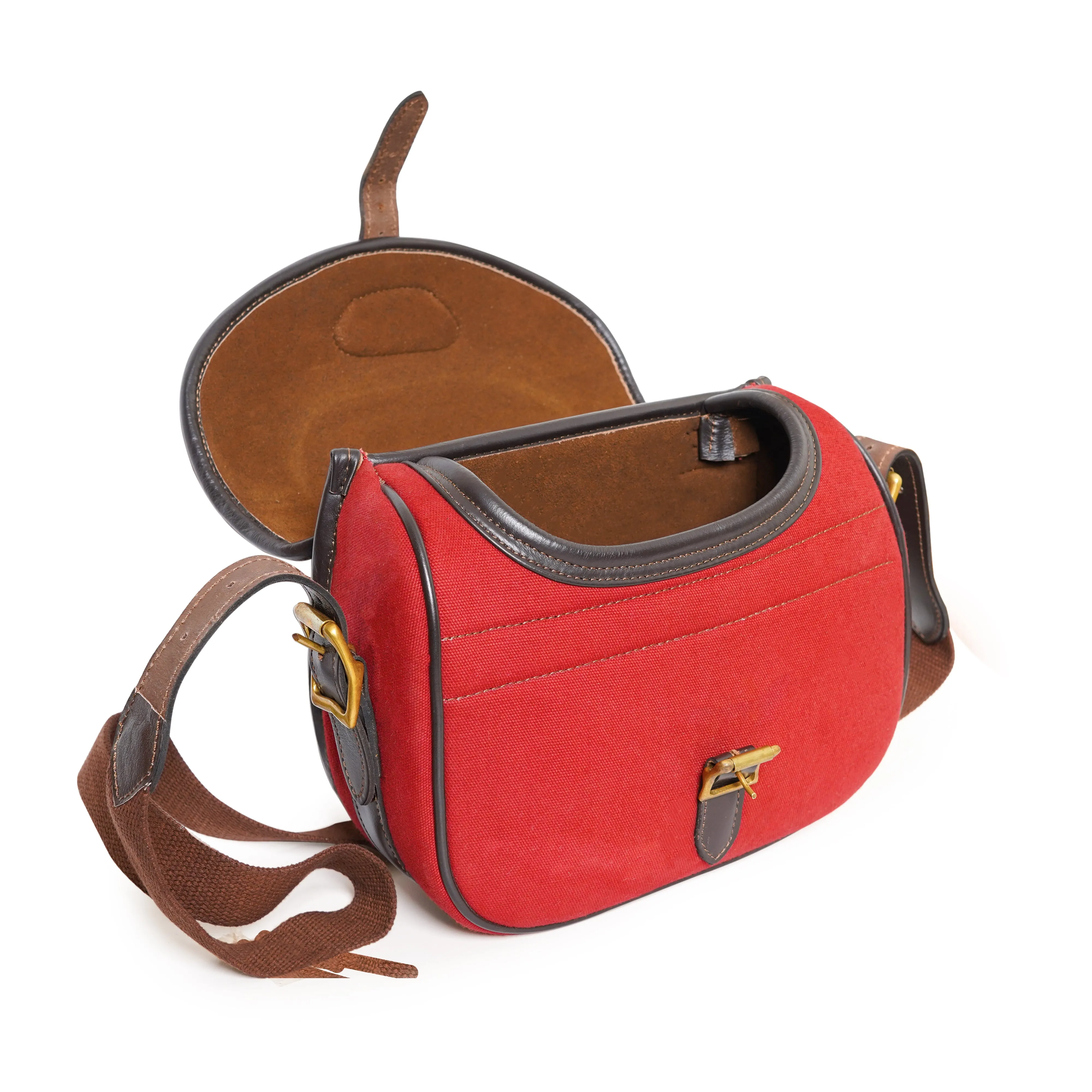 Red Canvas Cartridge Bag - Canvas Leather Shooting Bag