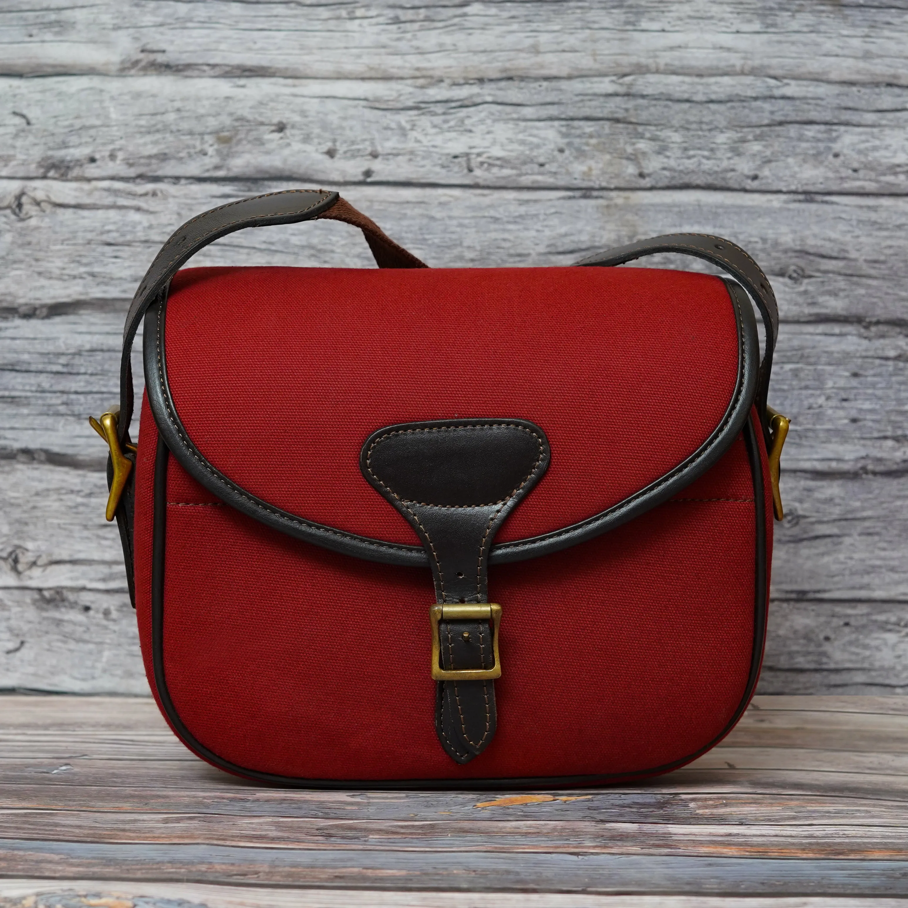 Red Canvas Cartridge Bag - Canvas Leather Shooting Bag