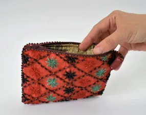 Red embroidered purse, Beaded Sinai wallet