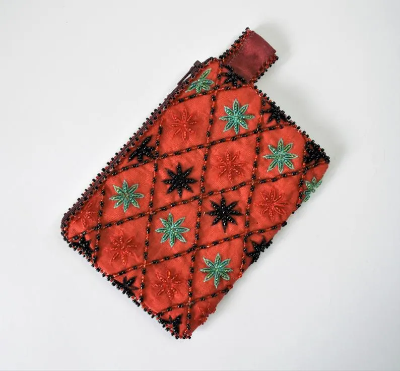 Red embroidered purse, Beaded Sinai wallet