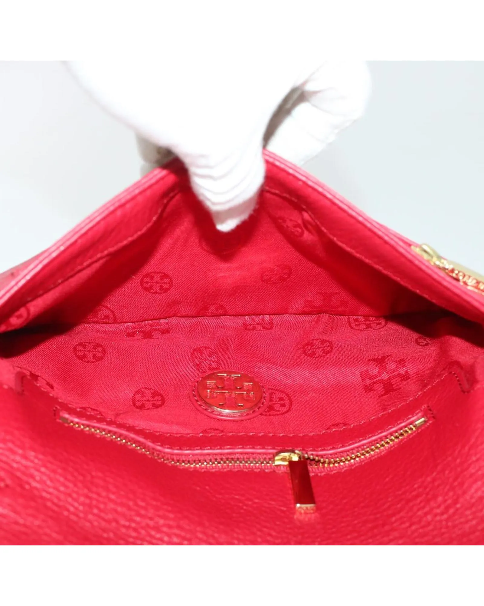 Red Leather Chain Shoulder Bag