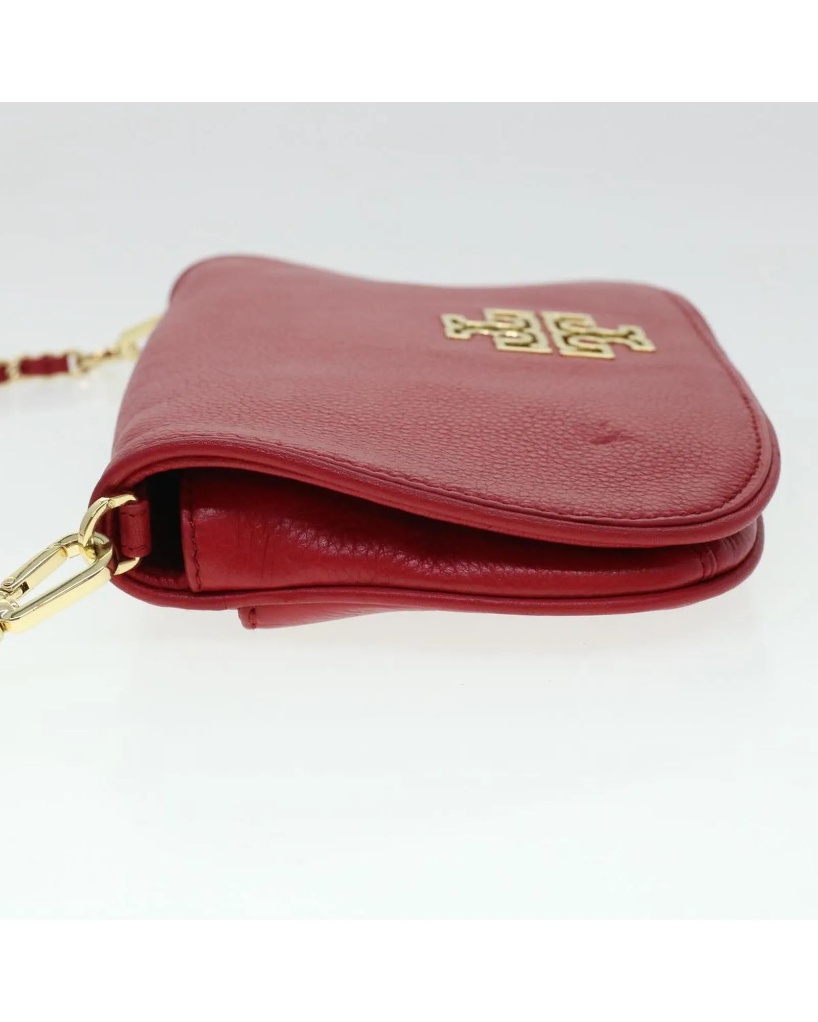 Red Leather Chain Shoulder Bag