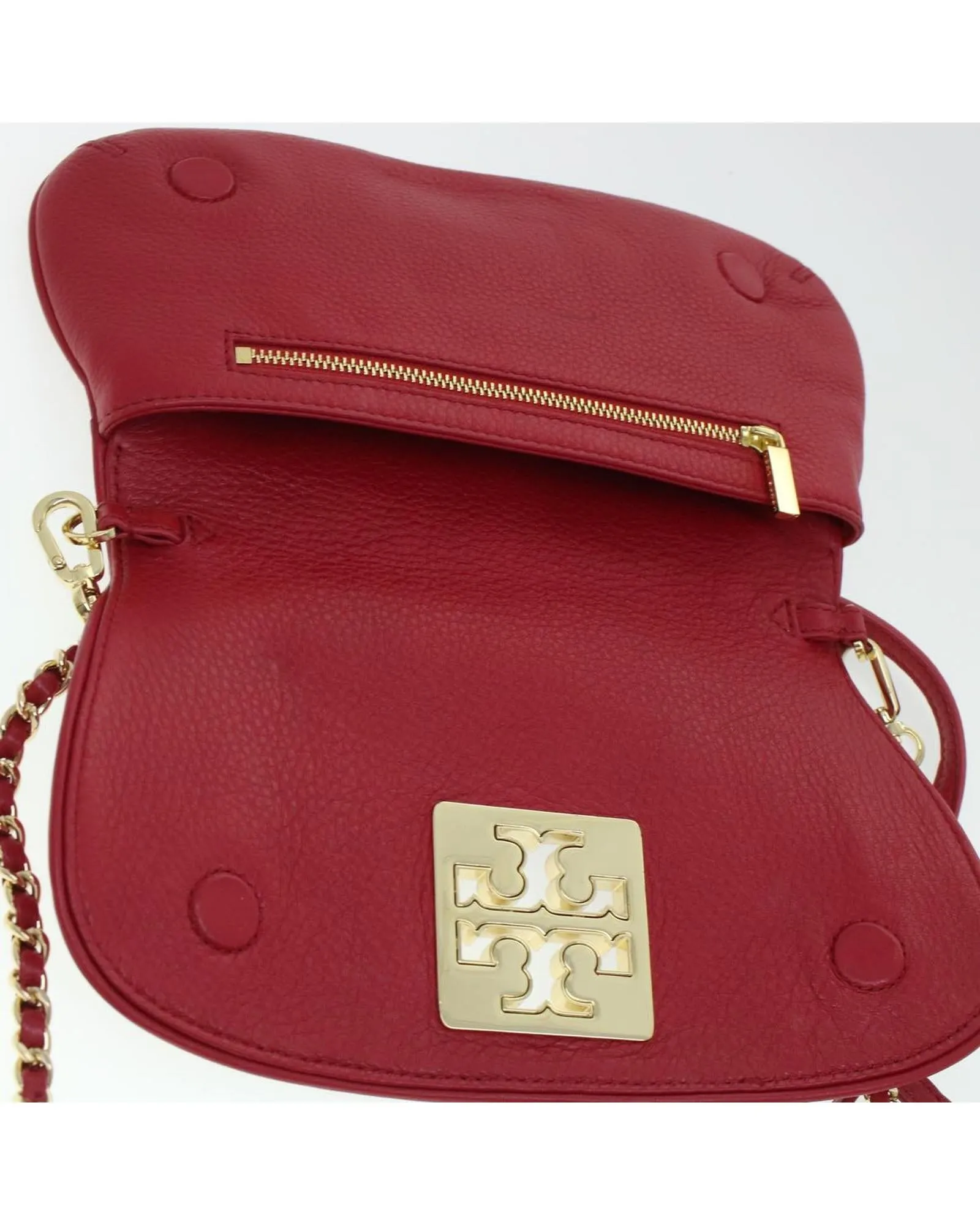 Red Leather Chain Shoulder Bag