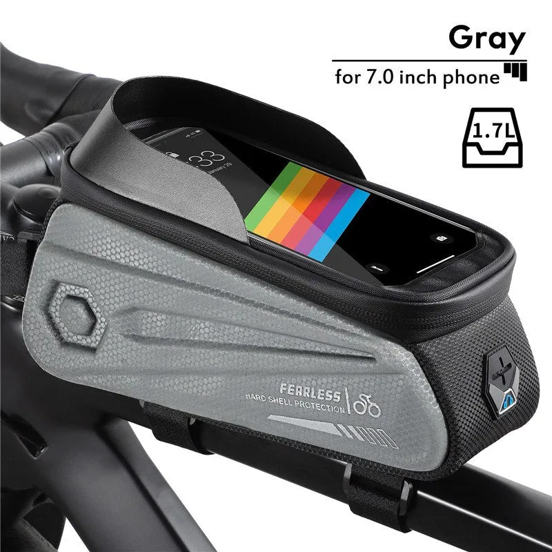 Reflective Bicycle Bag Sensitive Touch Screen 7.0 Inch Cycling Phone Bag Waterproof MTB Road Bike Tube Frame Bags