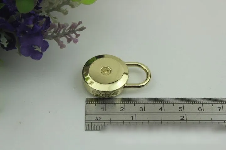 Round Keyless Switch Padlock 35mm Charm Organizer Luggage Hardware Gold Lock And Key Closure Small Bag Clutch Metal Accessories Wholesale