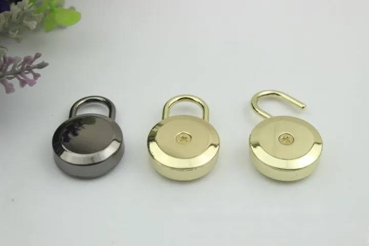 Round Keyless Switch Padlock 35mm Charm Organizer Luggage Hardware Gold Lock And Key Closure Small Bag Clutch Metal Accessories Wholesale