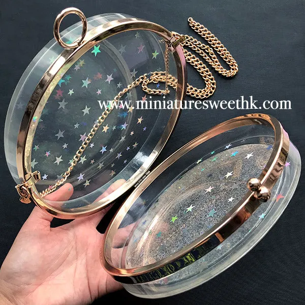 Round Shaker Bag Silicone Mold with Findings | Clear Clutch Handbag DIY | Kawaii Resin Accessory Making (18cm)