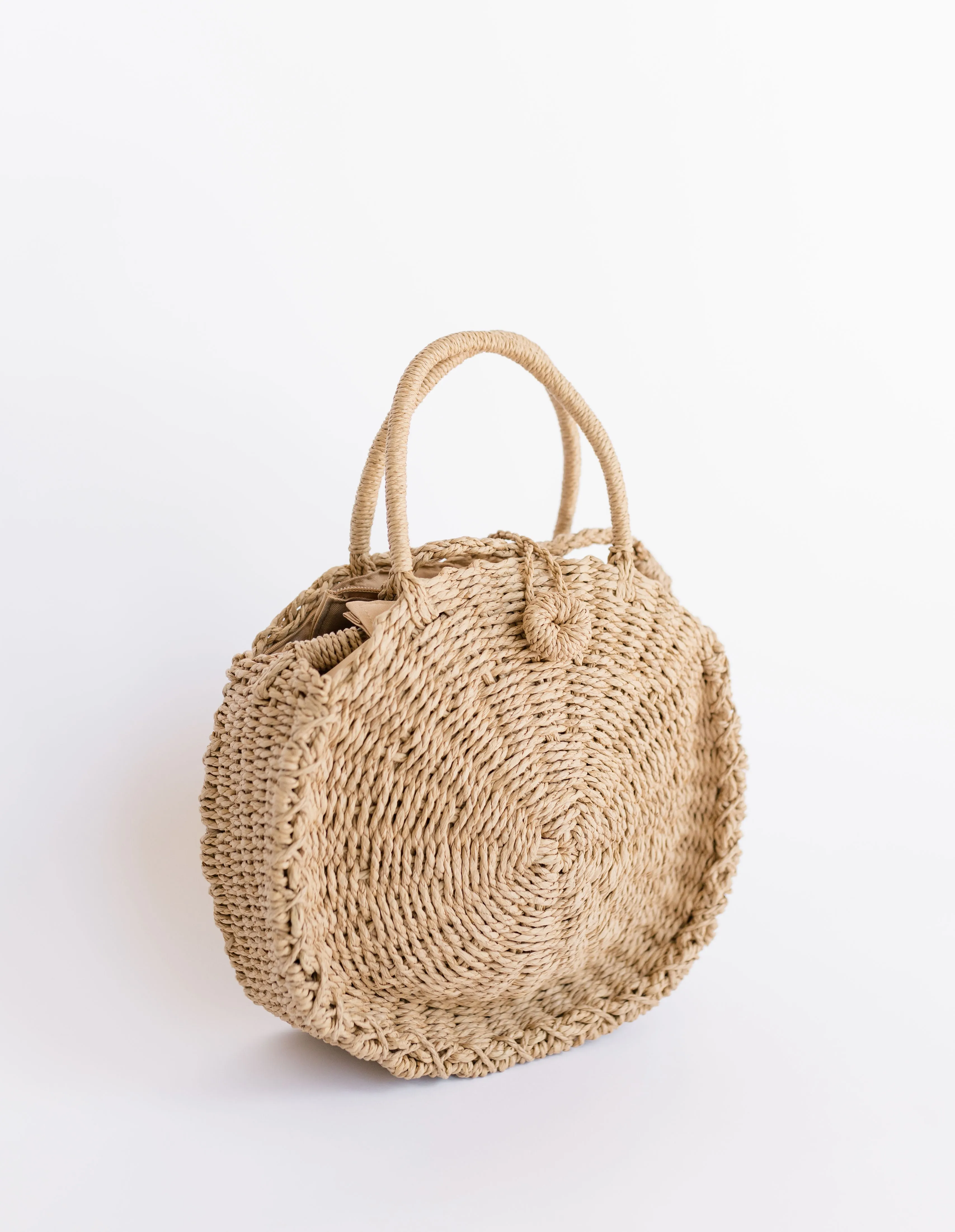 Rounded Rattan Woven Purse