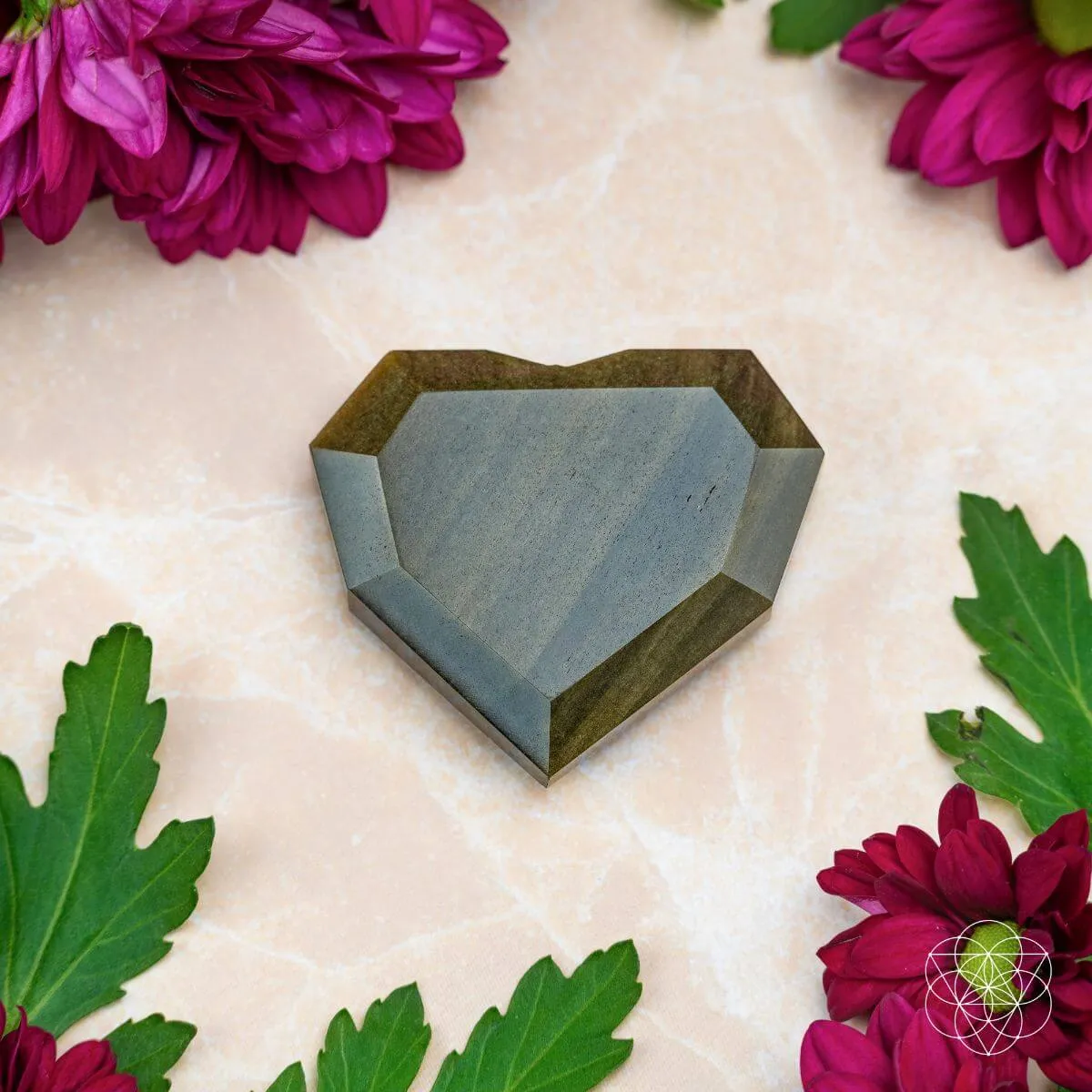 Royal Diamond Heart - Mexican Gold Obsidian for Protection