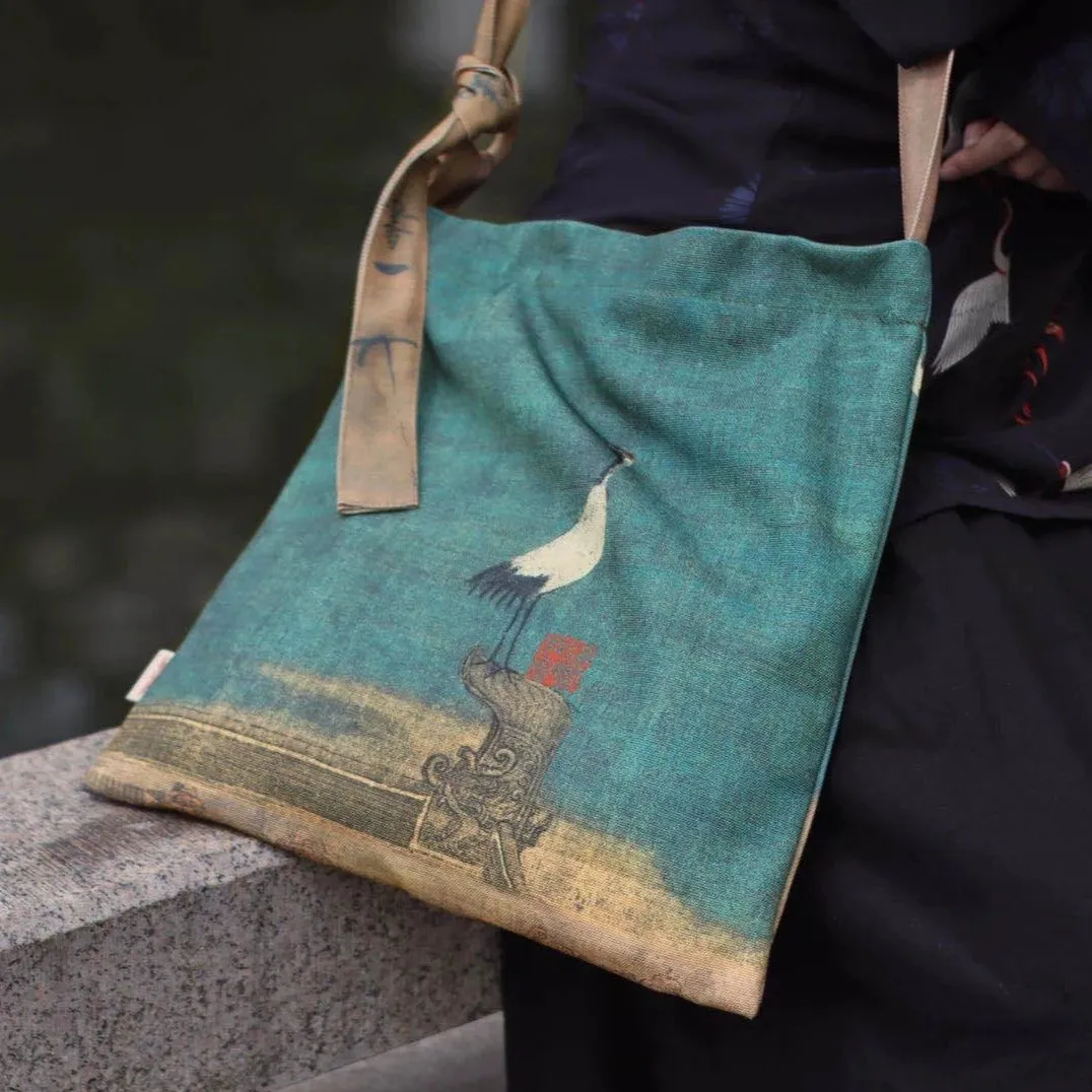 Rui Hé 瑞鹤图 Auspicious Cranes Painting Tote Bag