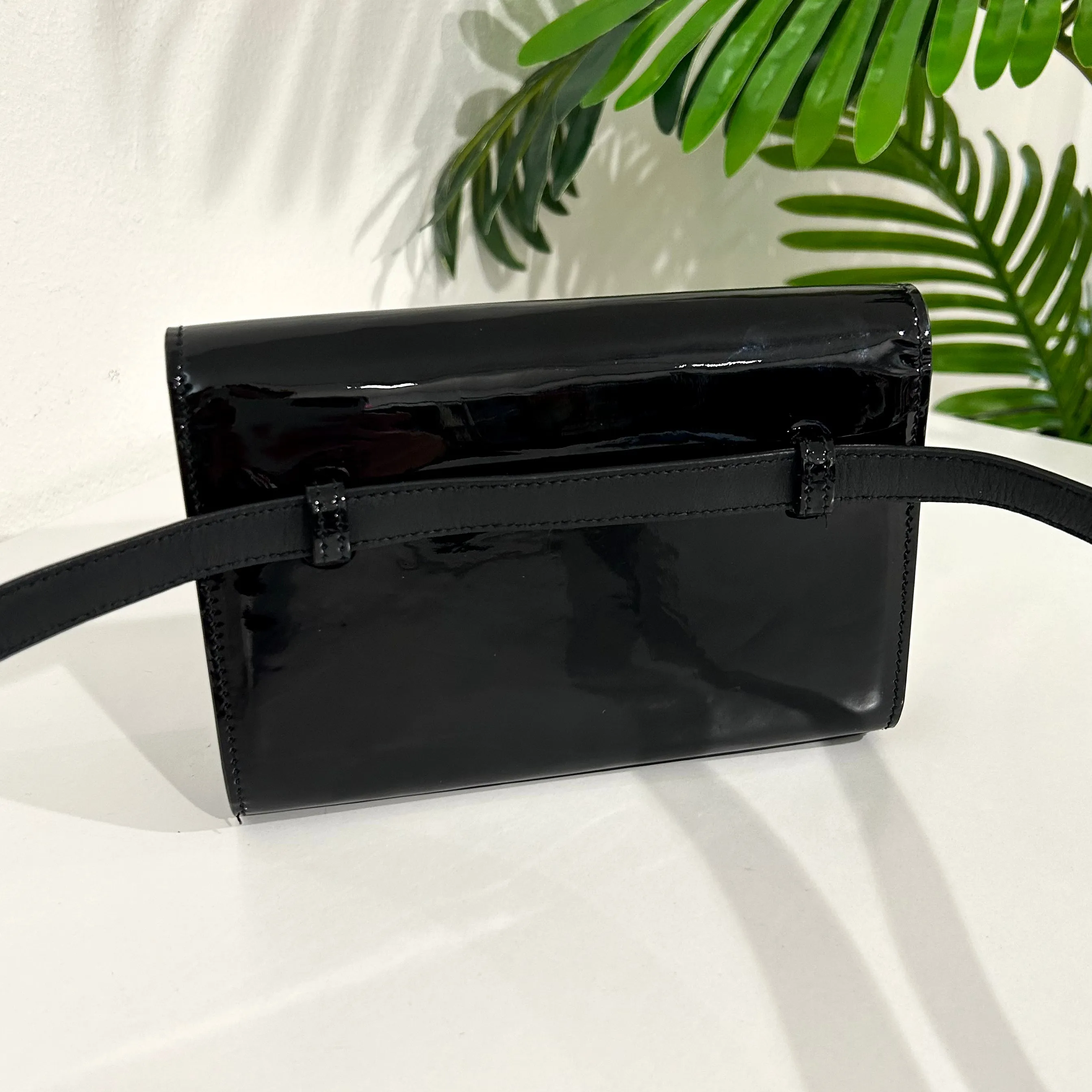 Saint Laurent Black Patent Belt Bag