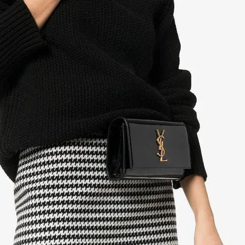 Saint Laurent Black Patent Belt Bag