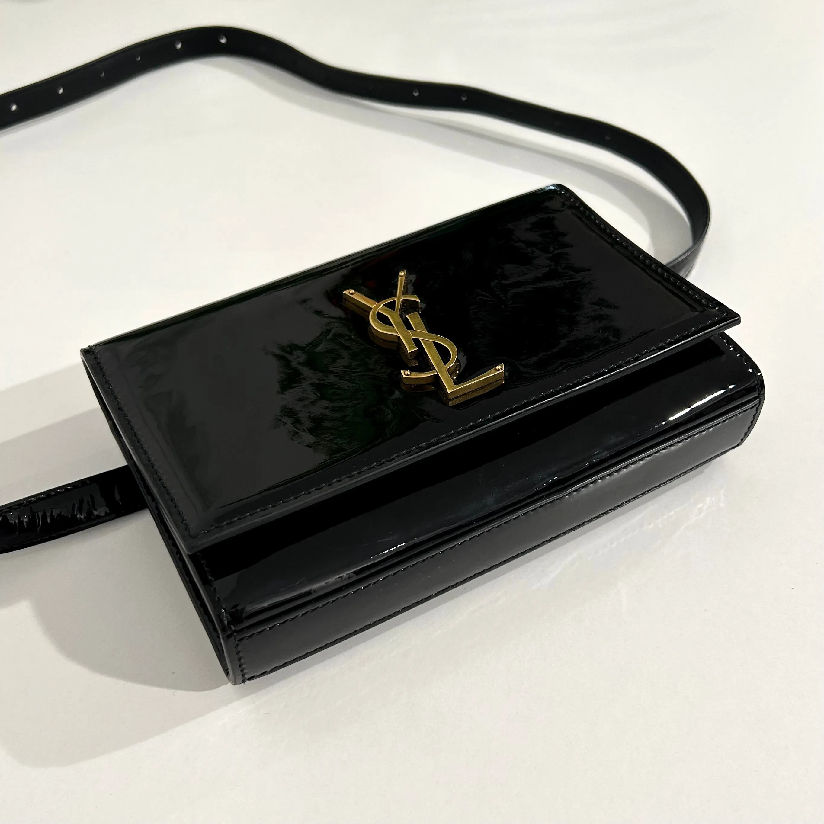 Saint Laurent Black Patent Belt Bag