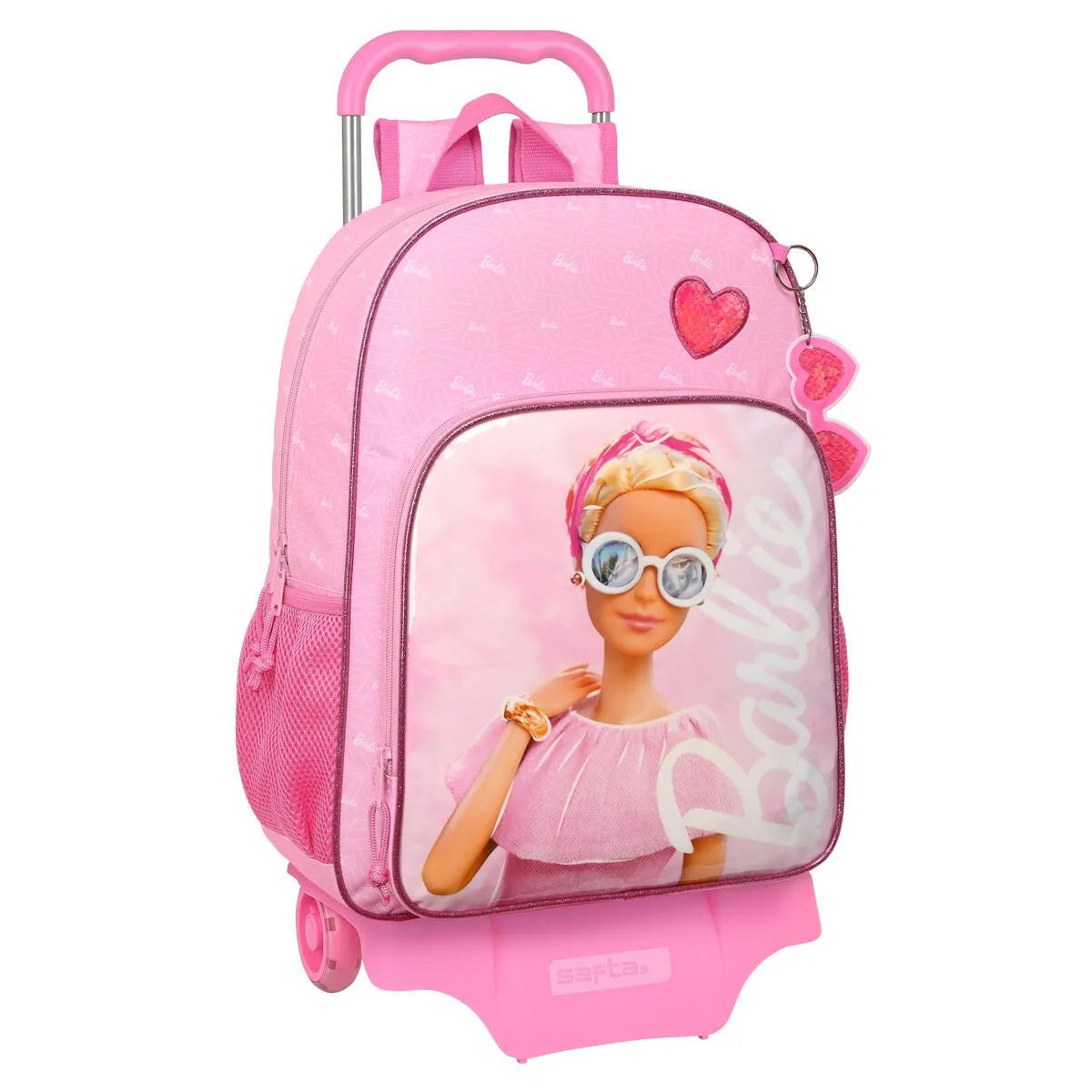 School Rucksack with Wheels Barbie Girl Pink 33 x 42 x 14 cm