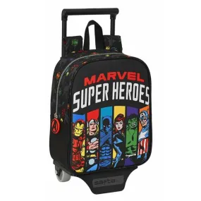 School Rucksack with Wheels The Avengers Super heroes Black 22 x 27 x 10 cm