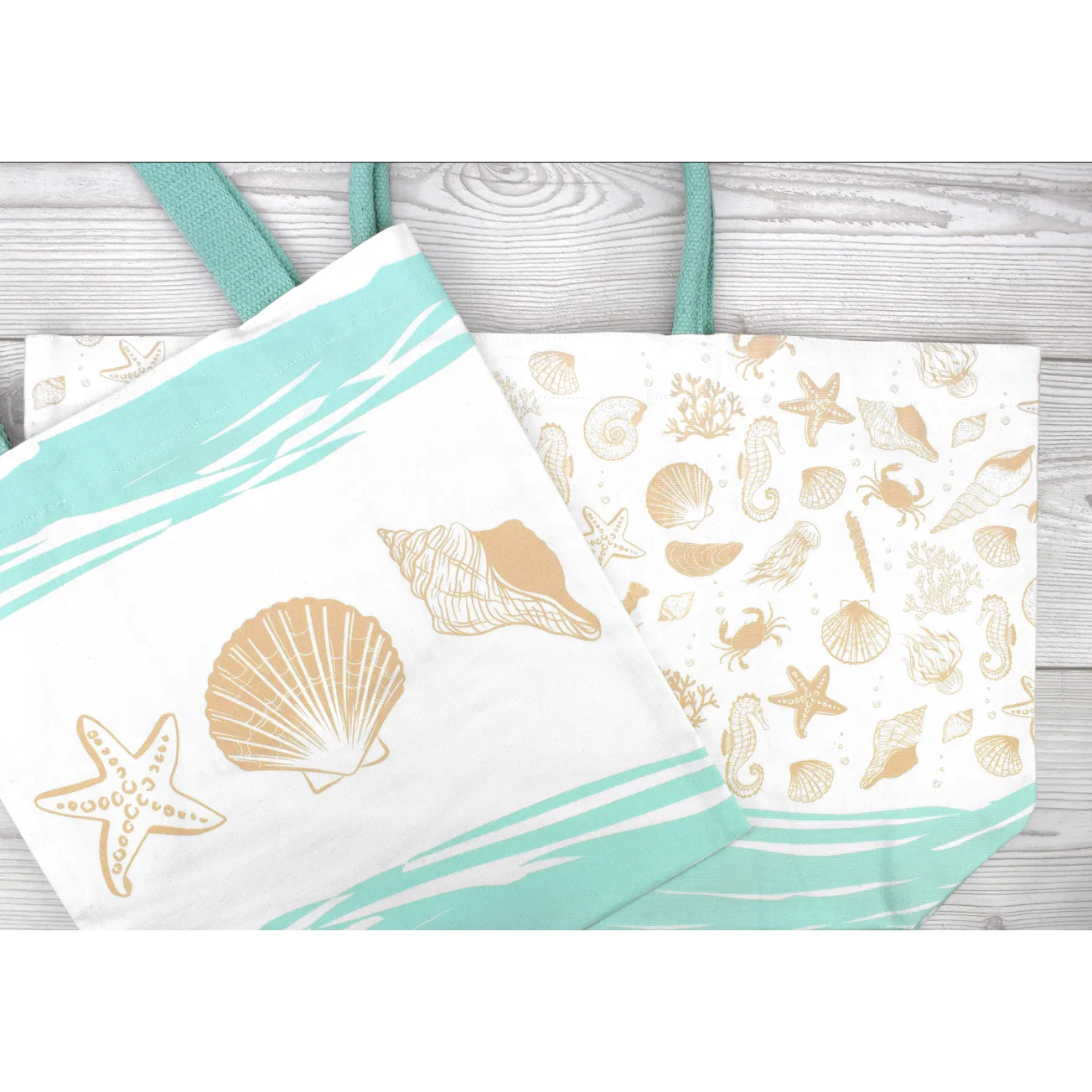 Seashells Large Canvas Tote Bag