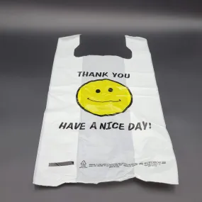 Self Open Plastic Smiley Face "Thank You" Bag White 1/6 Size - 500/Case