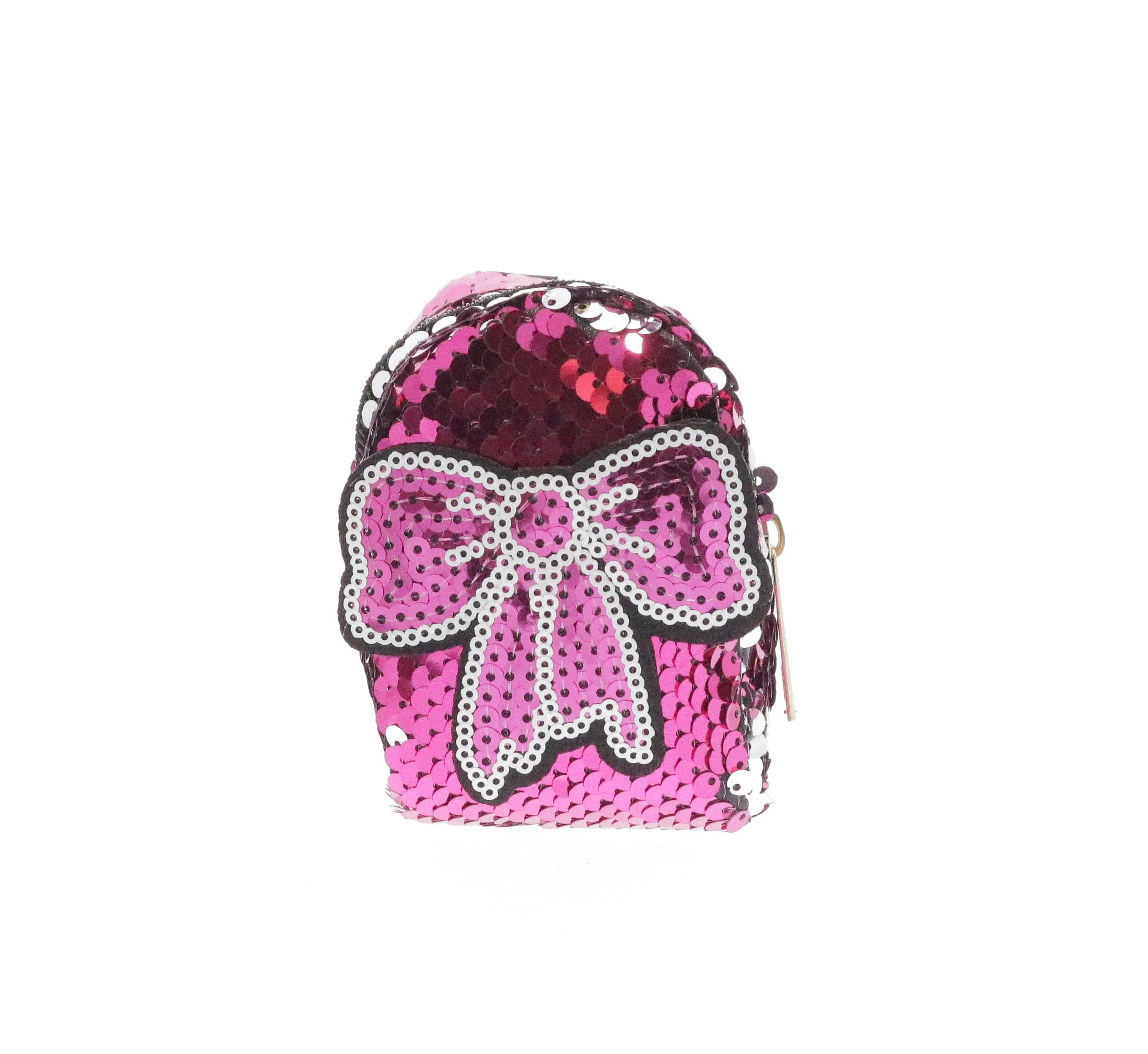 Sequinned Pink Bow Coin Bag Key Chain