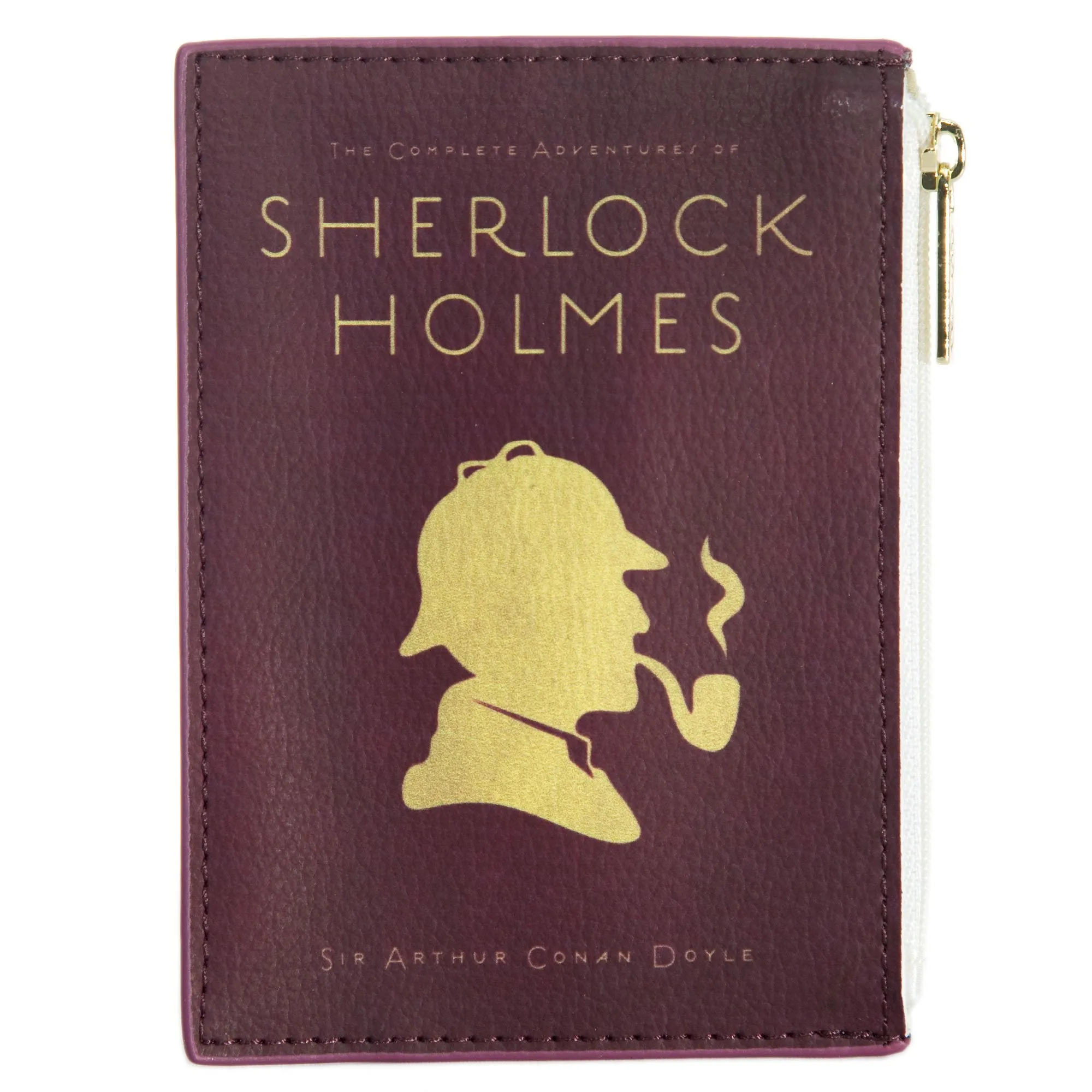 Sherlock Holmes Silhouette Burgundy Book Coin Purse Card Wallet