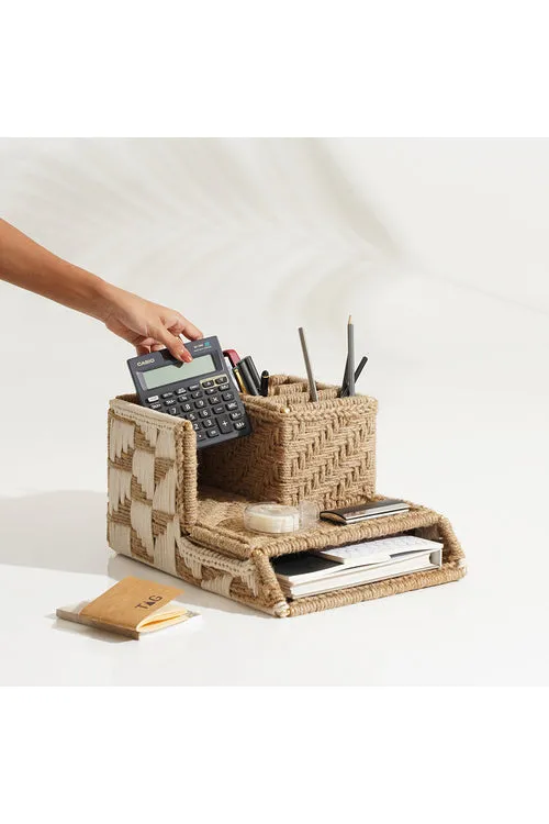 Sirohi Handcrafted Laptop Organiser | Jute & White