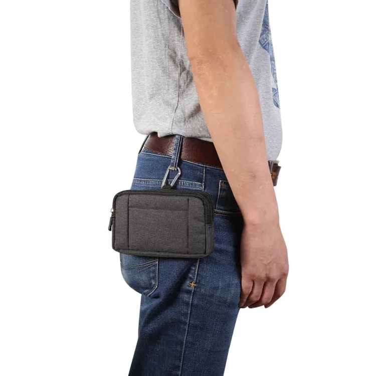 Sports Denim Universal Phone Bag Waist Bag for 5.5~6.3 inch Smartphones, Size: L (Black)