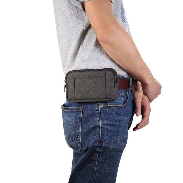 Sports Denim Universal Phone Bag Waist Bag for 5.5~6.3 inch Smartphones, Size: L (Black)