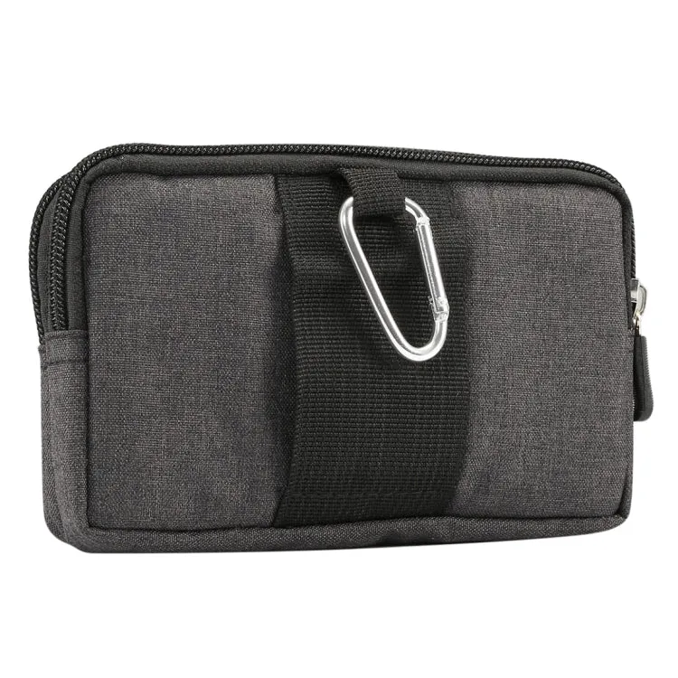 Sports Denim Universal Phone Bag Waist Bag for 5.5~6.3 inch Smartphones, Size: L (Black)