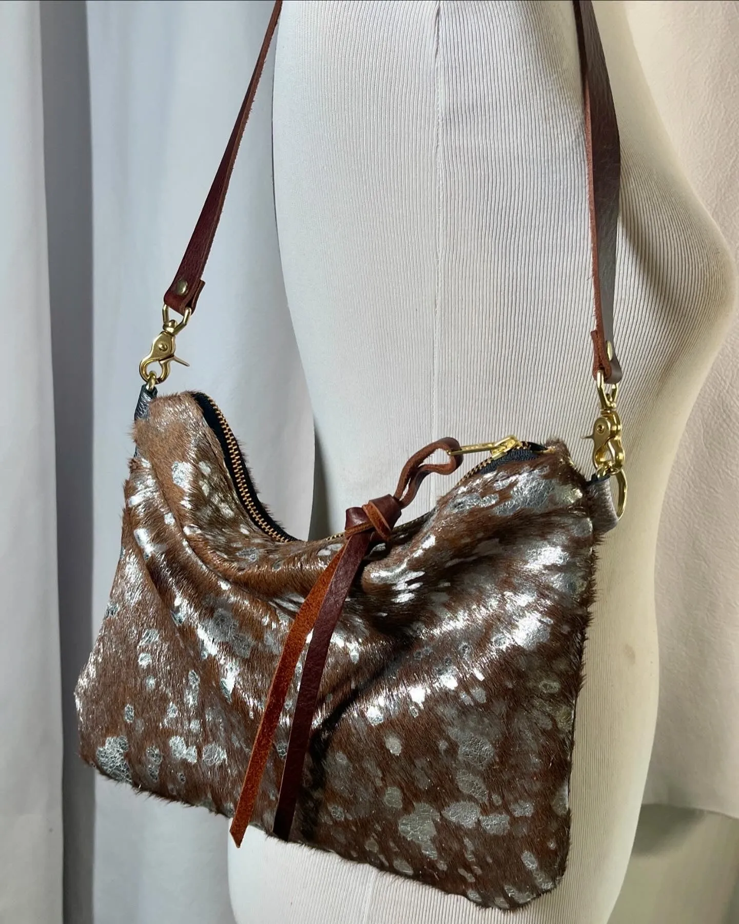 Spotted Metallic Cowhide Shoulder Bag