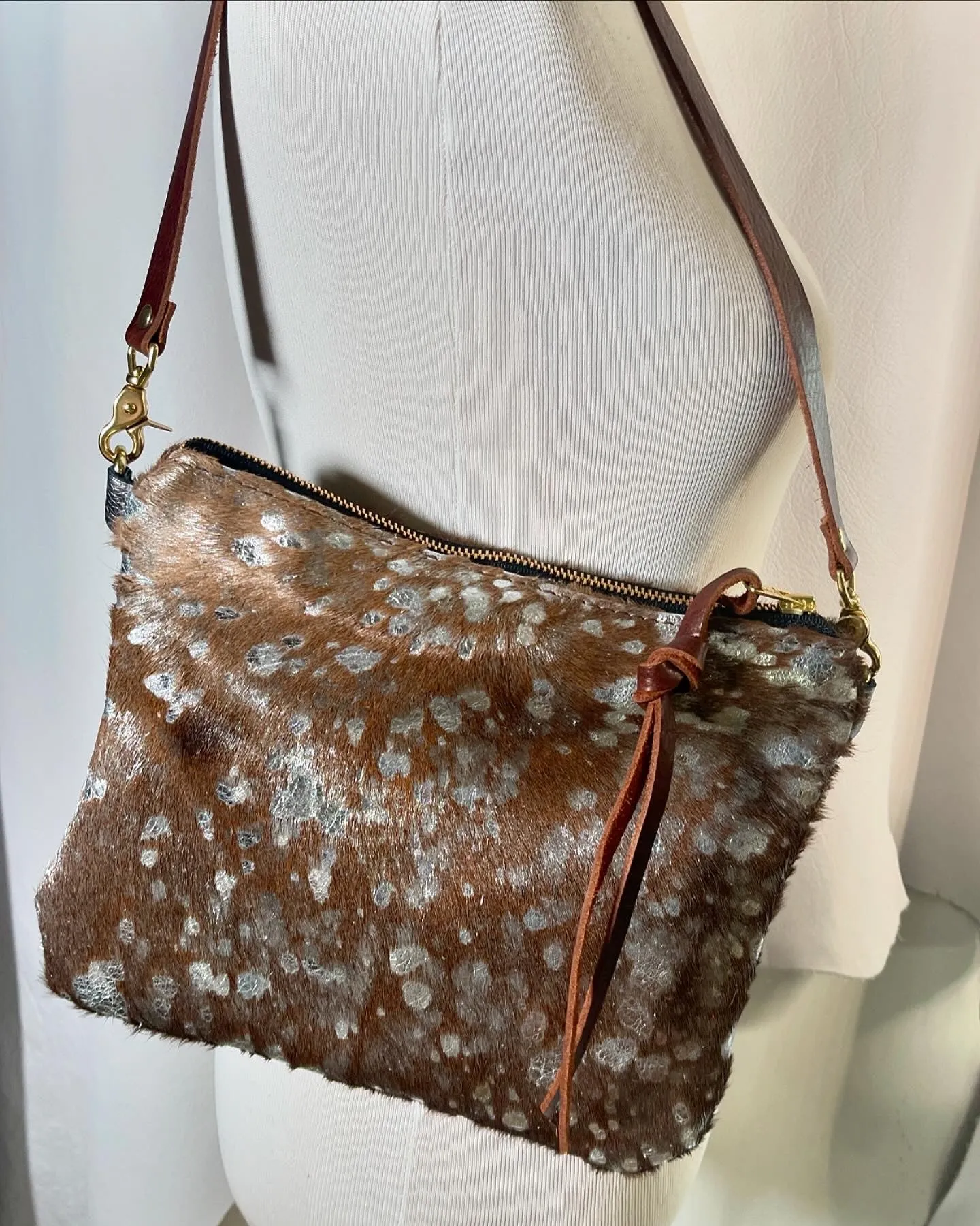 Spotted Metallic Cowhide Shoulder Bag