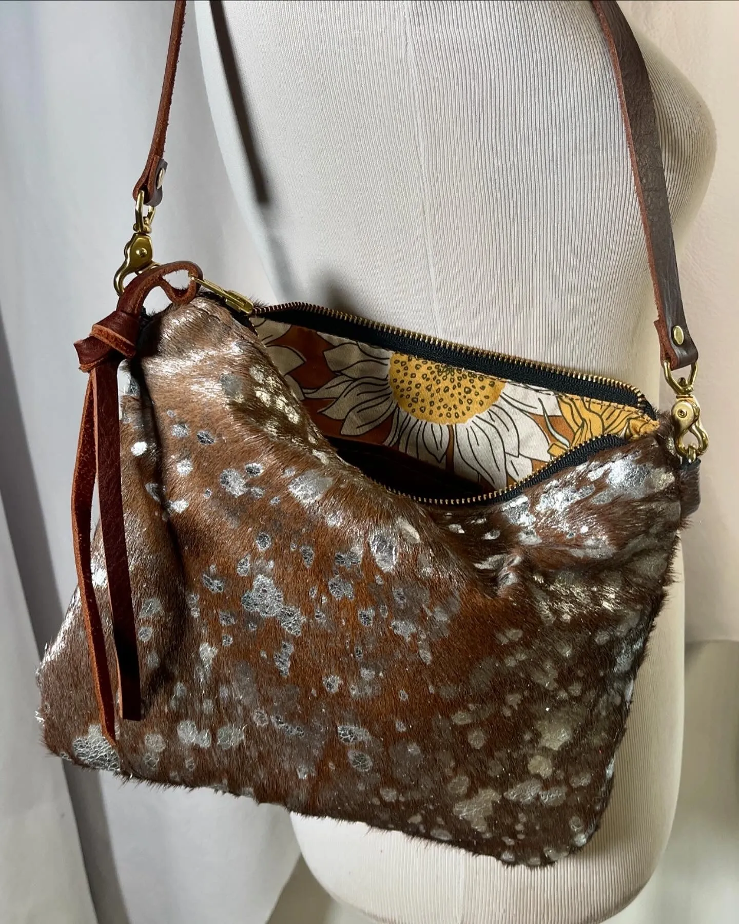 Spotted Metallic Cowhide Shoulder Bag