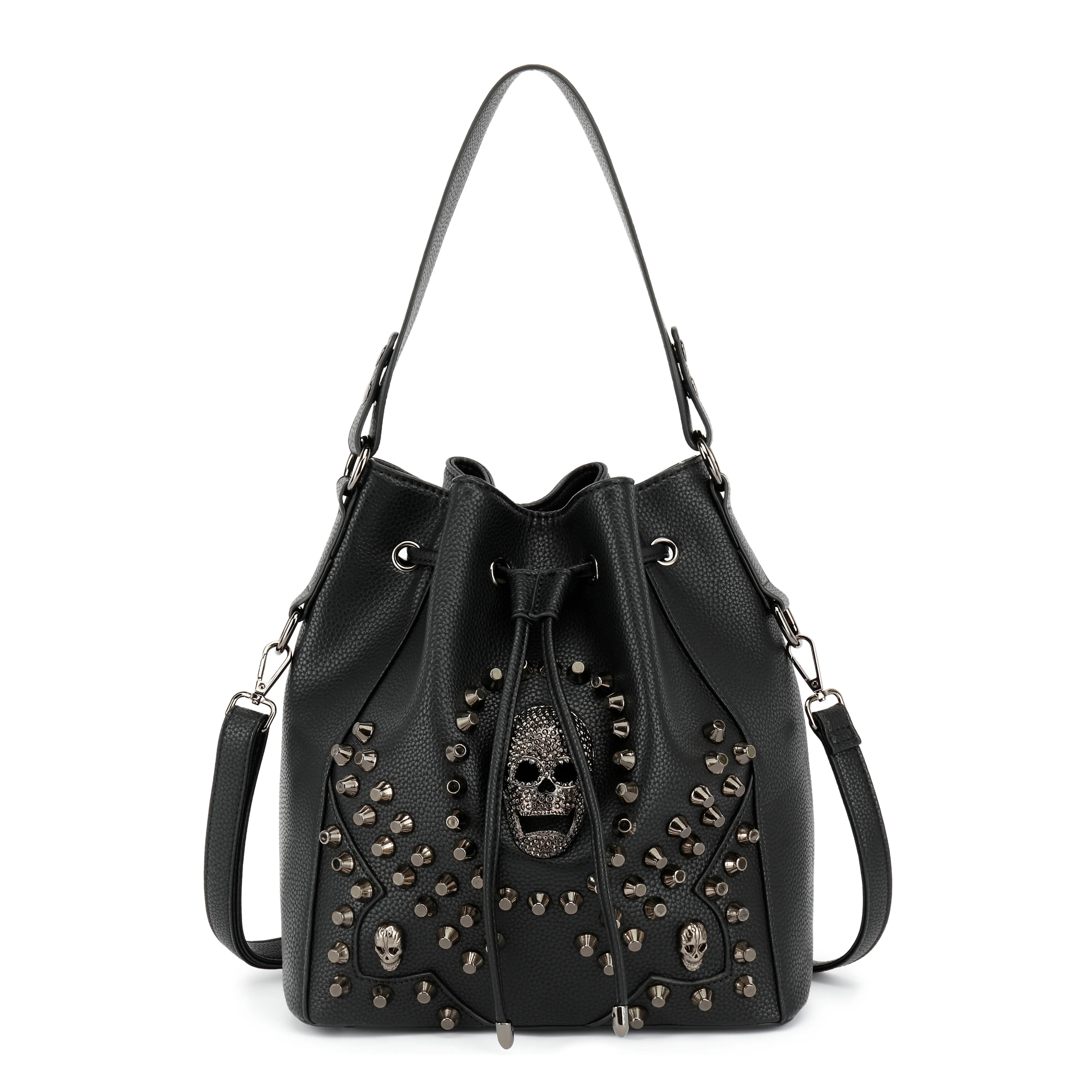 Studded Skull Bucket Bag H141701A