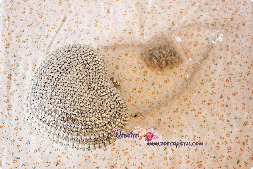 Stylish Bling and Sparkly Crystal Heart Clutch - Bridal / Bridesmaid / Wedding Clutch