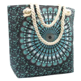 Stylish Rope Handle Mandela Bag in Deep Blue - Perfect for Shopping or Beach Days