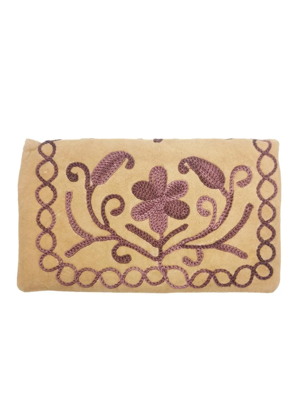 Suede Leather Flap Purse | Kashmiri Flap Purse | 6" Zip Purse