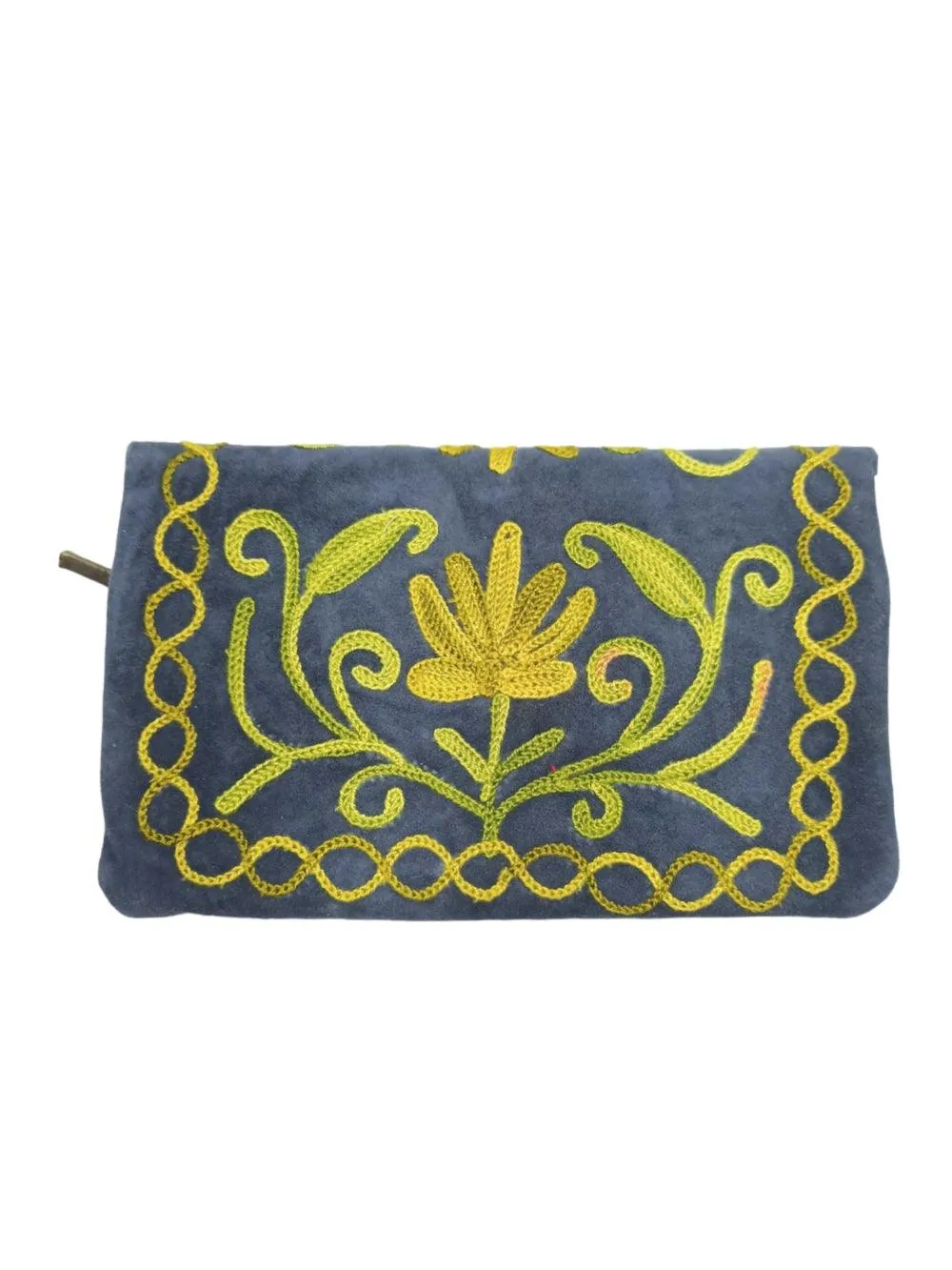 Suede Leather Flap Purse | Kashmiri Flap Purse | 6" Zip Purse