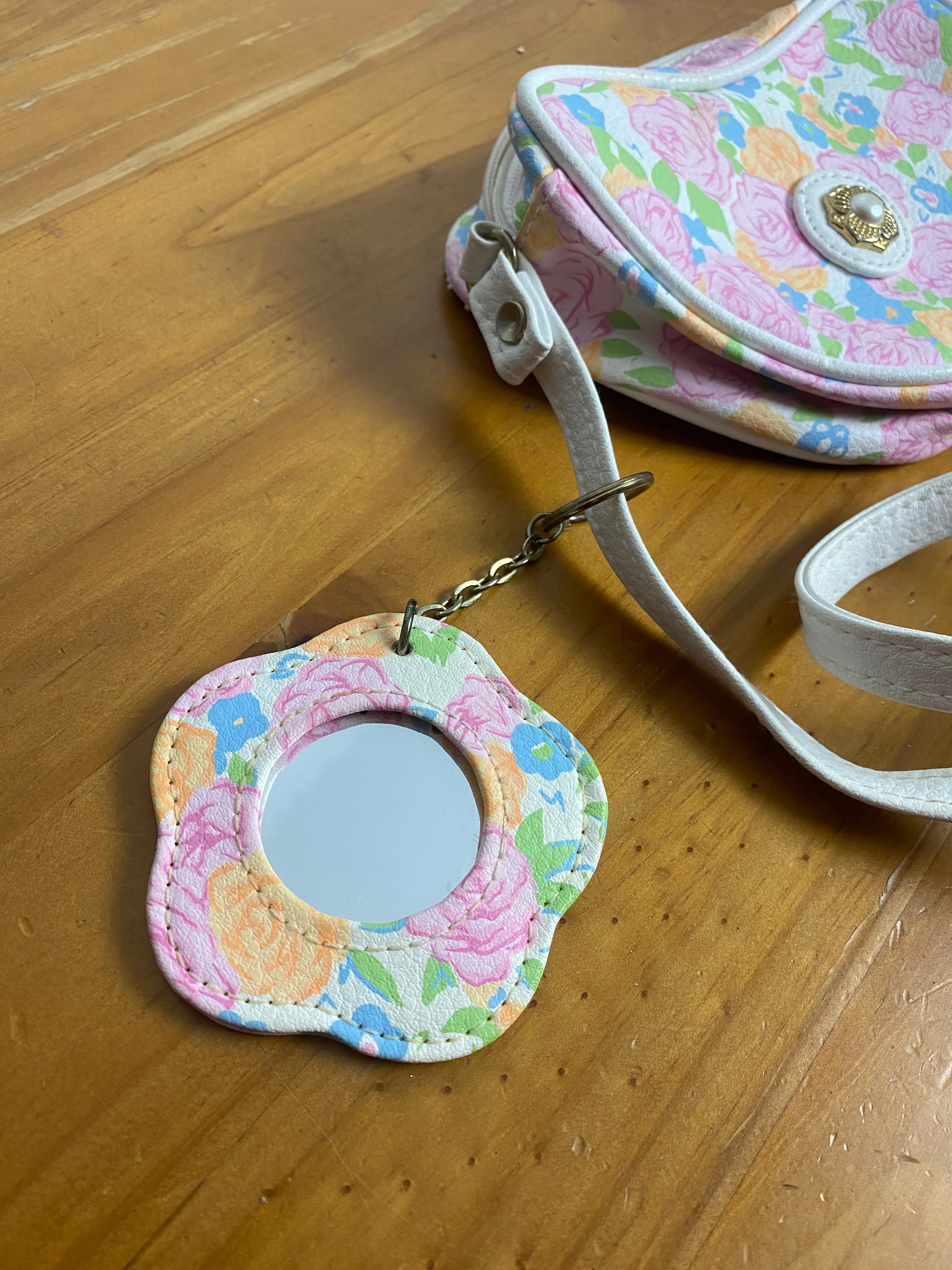 Tiny Floral Purse with Matching Mirror